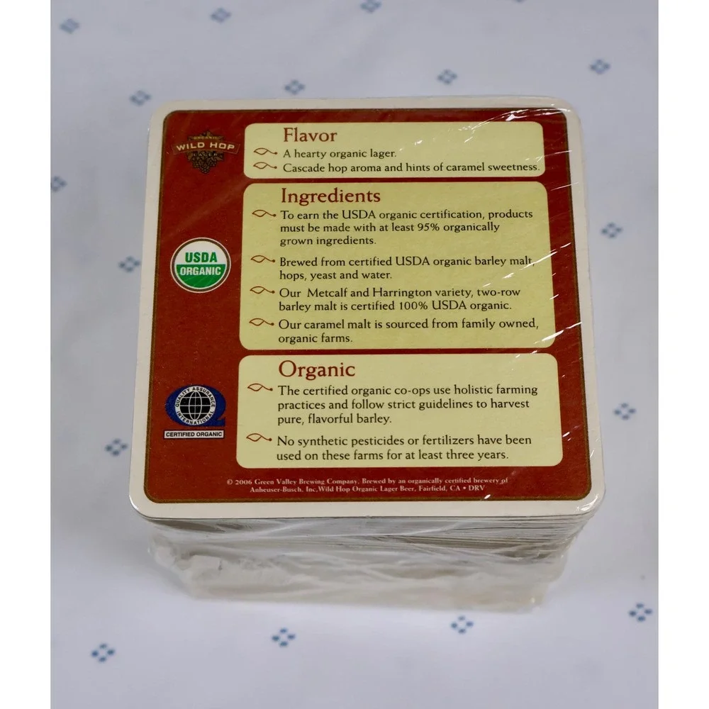 WILD HOP LAGER Beer Coasters VINTAGE Organic‎ Flavor Pack of 50 Beer Lover